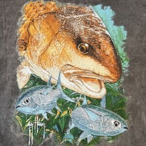 Guy Harvey Mens Large Ocean Wash T-Shirt Gray 100% Cotton Short Sleeve 2014